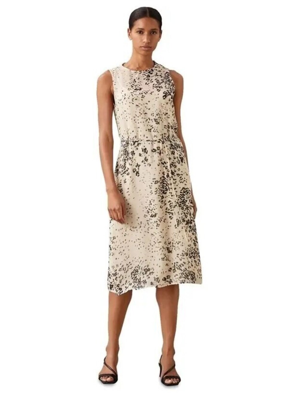Calvin Klein Womens Sleeveless Printed Chi Light Gray Print L